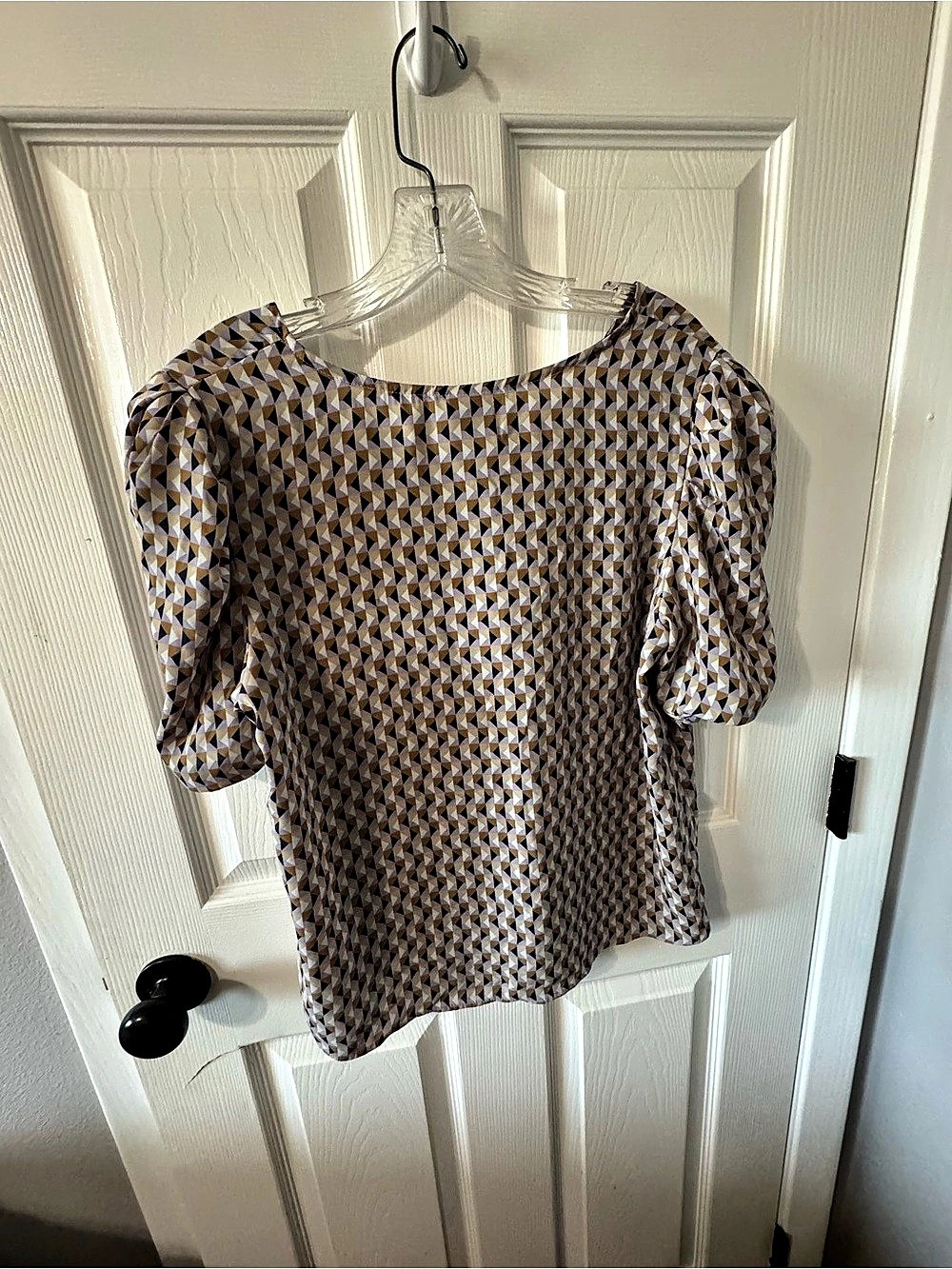 Worthington Geometric Blouse Brown & Blue Size Medium Like New